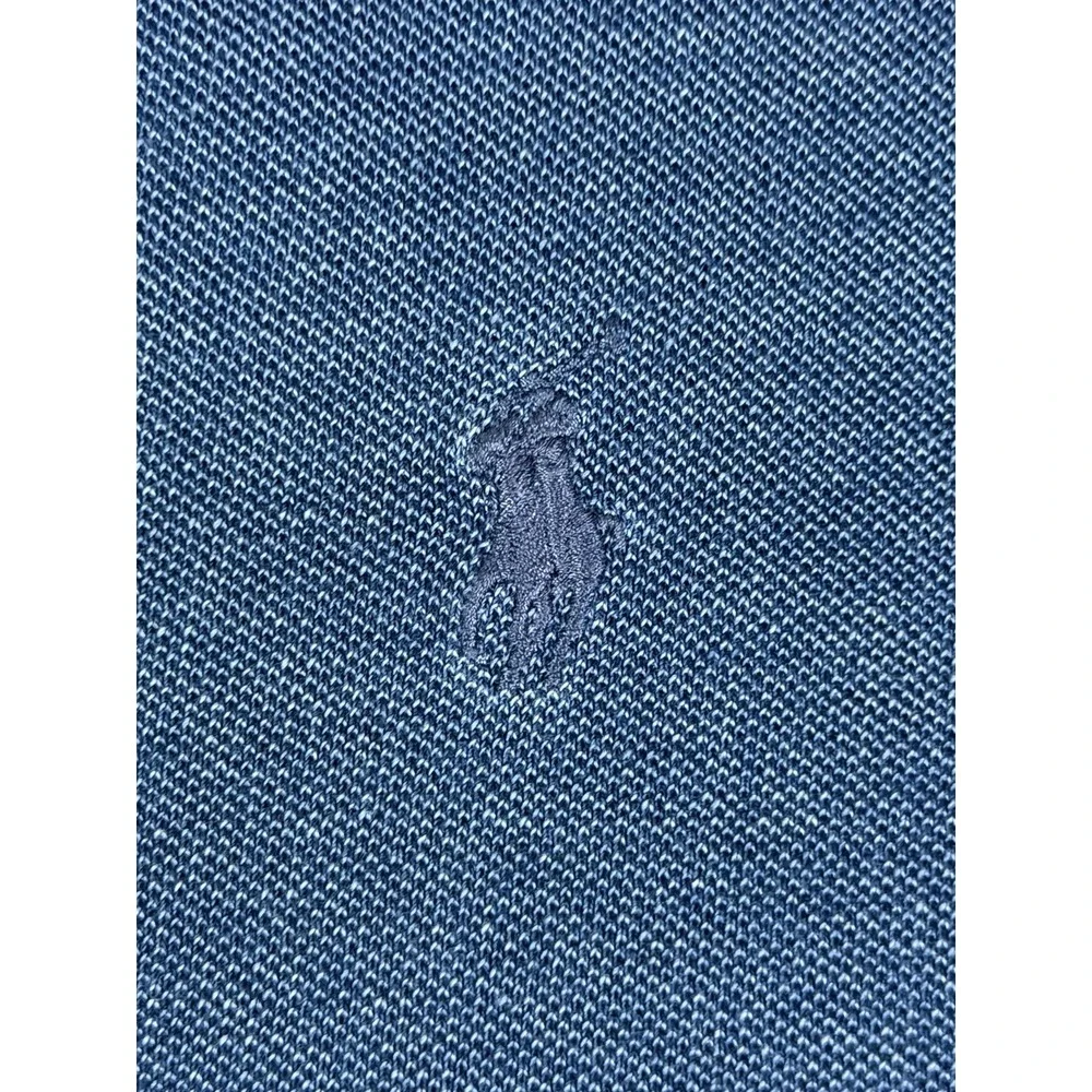Vintage Polo Ralph Lauren Shirt Mens Small Blue Mesh Cotton Polo Ribbed Sleeve